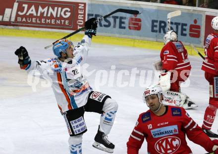 EBEL. Eishockey Bundesliga. KAC gegen	EHC Liwest Black Wings Linz. Torjubel Samuel Hunter Fejes   (Linz). Klagenfurt, am 4.3.2020.
Foto: Kuess
www.qspictures.net

---
pressefotos, pressefotografie, kuess, qs, qspictures, sport, bild, bilder, bilddatenbank
