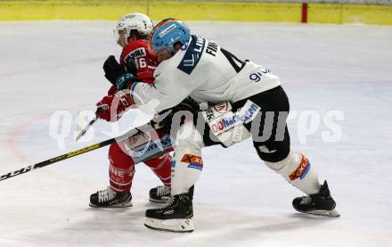 EBEL. Eishockey Bundesliga. KAC gegen	EHC Liwest Black Wings Linz. Johannes Bischofberger,  (KAC), Matthew Nicholas Finn  (Linz). Klagenfurt, am 4.3.2020.
Foto: Kuess
www.qspictures.net

---
pressefotos, pressefotografie, kuess, qs, qspictures, sport, bild, bilder, bilddatenbank