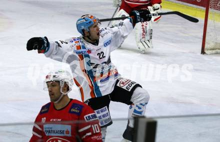 EBEL. Eishockey Bundesliga. KAC gegen	EHC Liwest Black Wings Linz. Torjubel Samuel Hunter Fejes   (Linz). Klagenfurt, am 4.3.2020.
Foto: Kuess
www.qspictures.net

---
pressefotos, pressefotografie, kuess, qs, qspictures, sport, bild, bilder, bilddatenbank