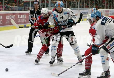 EBEL. Eishockey Bundesliga. KAC gegen	EHC Liwest Black Wings Linz. Thomas Koch, l (KAC), Mark McNeil  (Linz). Klagenfurt, am 4.3.2020.
Foto: Kuess
www.qspictures.net

---
pressefotos, pressefotografie, kuess, qs, qspictures, sport, bild, bilder, bilddatenbank