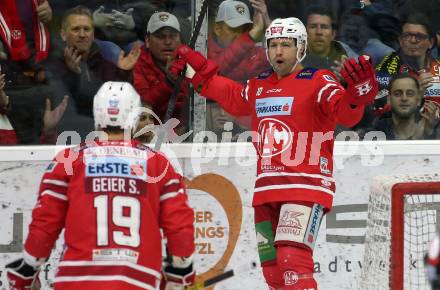 EBEL. Eishockey Bundesliga. KAC gegen	EHC Liwest Black Wings Linz. Torjubel Andrew Jacob Kozek (KAC). Klagenfurt, am 4.3.2020.
Foto: Kuess
www.qspictures.net

---
pressefotos, pressefotografie, kuess, qs, qspictures, sport, bild, bilder, bilddatenbank