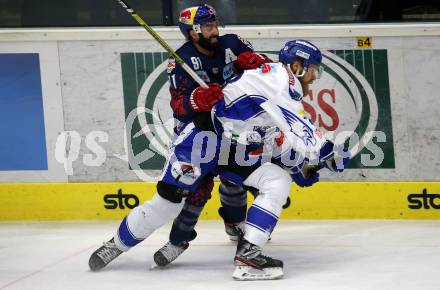EBEL. Eishockey Bundesliga. VSV gegen EC Red Bull Salzburg. Marko Poeyhoenen,   (VSV),  Dominique Heinrich (Salzburg). Villach, am 6.3.2020.
Foto: Kuess
www.qspictures.net
---
pressefotos, pressefotografie, kuess, qs, qspictures, sport, bild, bilder, bilddatenbank
