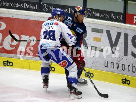 EBEL. Eishockey Bundesliga. VSV gegen EC Red Bull Salzburg.  Miika Lahti,  (VSV), Derek Joslin (Salzburg). Villach, am 6.3.2020.
Foto: Kuess
www.qspictures.net
---
pressefotos, pressefotografie, kuess, qs, qspictures, sport, bild, bilder, bilddatenbank