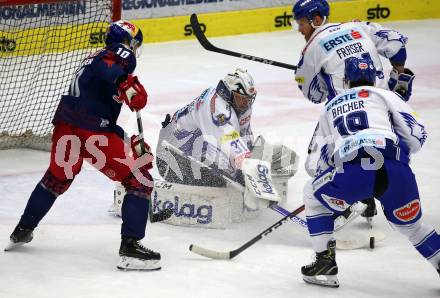 EBEL. Eishockey Bundesliga. VSV gegen EC Red Bull Salzburg.  Brandon Maxwell, Stefan Bacher, Jamie Fraser,  (VSV), Raphael Herburger (Salzburg). Villach, am 6.3.2020.
Foto: Kuess
www.qspictures.net
---
pressefotos, pressefotografie, kuess, qs, qspictures, sport, bild, bilder, bilddatenbank