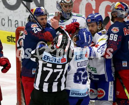 EBEL. Eishockey Bundesliga. VSV gegen EC Red Bull Salzburg. Mark Anthony Cundari,   (VSV), Peter Hochkofler (Salzburg). Villach, am 6.3.2020.
Foto: Kuess
www.qspictures.net
---
pressefotos, pressefotografie, kuess, qs, qspictures, sport, bild, bilder, bilddatenbank