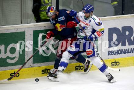 EBEL. Eishockey Bundesliga. VSV gegen EC Red Bull Salzburg.  Stefan Bacher, (VSV), Michael Schiechl  (Salzburg). Villach, am 6.3.2020.
Foto: Kuess
www.qspictures.net
---
pressefotos, pressefotografie, kuess, qs, qspictures, sport, bild, bilder, bilddatenbank