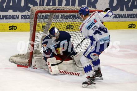 EBEL. Eishockey Bundesliga. VSV gegen EC Red Bull Salzburg.  Felix Maxa (VSV),  Felix Philippe Lamoureux (Salzburg). Villach, am 6.3.2020.
Foto: Kuess
www.qspictures.net
---
pressefotos, pressefotografie, kuess, qs, qspictures, sport, bild, bilder, bilddatenbank