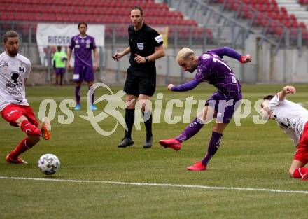 Fussball. 2. Liga. SK Austria Klagenfurt gegen FC Mohren Dornbirn 1913. Okan Aydin (Klagenfurt), Maurice Mathis (Dornbirn). Klagenfurt, am 7.3.2020.
Foto: Kuess
www.qspictures.net
---
pressefotos, pressefotografie, kuess, qs, qspictures, sport, bild, bilder, bilddatenbank