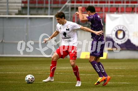 Fussball. 2. Liga. SK Austria Klagenfurt gegen FC Mohren Dornbirn 1913. Darijo Pecirep (Klagenfurt), Lukas Fridrikas (Dornbirn). Klagenfurt, am 7.3.2020.
Foto: Kuess
www.qspictures.net
---
pressefotos, pressefotografie, kuess, qs, qspictures, sport, bild, bilder, bilddatenbank