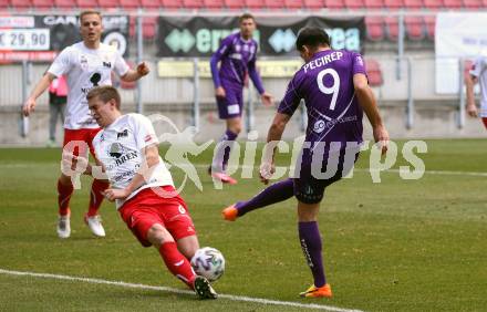 Fussball. 2. Liga. SK Austria Klagenfurt gegen FC Mohren Dornbirn 1913.  Darijo Pecirep, (Klagenfurt), Marc Kuehne  (Dornbirn). Klagenfurt, am 7.3.2020.
Foto: Kuess
www.qspictures.net
---
pressefotos, pressefotografie, kuess, qs, qspictures, sport, bild, bilder, bilddatenbank