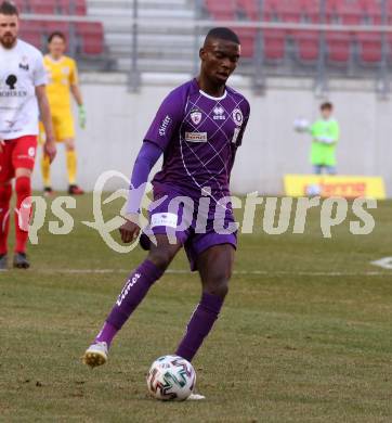 Fussball. 2. Liga. SK Austria Klagenfurt gegen FC Mohren Dornbirn 1913.  Mc Moordy King Huether (Klagenfurt). Klagenfurt, am 7.3.2020.
Foto: Kuess
www.qspictures.net
---
pressefotos, pressefotografie, kuess, qs, qspictures, sport, bild, bilder, bilddatenbank