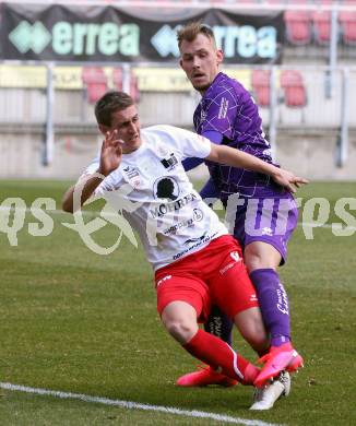 Fussball. 2. Liga. SK Austria Klagenfurt gegen FC Mohren Dornbirn 1913.  Benjami Hadzic,  (Klagenfurt), Marc Kuehne (Dornbirn). Klagenfurt, am 7.3.2020.
Foto: Kuess
www.qspictures.net
---
pressefotos, pressefotografie, kuess, qs, qspictures, sport, bild, bilder, bilddatenbank