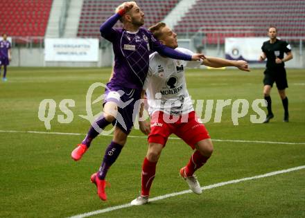 Fussball. 2. Liga. SK Austria Klagenfurt gegen FC Mohren Dornbirn 1913. Okan Aydin (Klagenfurt), Leonardo Mattheo Zottele (Dornbirn). Klagenfurt, am 7.3.2020.
Foto: Kuess
www.qspictures.net
---
pressefotos, pressefotografie, kuess, qs, qspictures, sport, bild, bilder, bilddatenbank