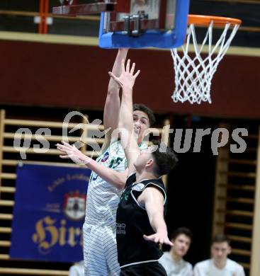 Basketball Zweite Liga 2019/2020. Play Down 3. Runde. KOS Celovec gegen  Union Deutsch Wagram Alligators. Rijad Dzigal (KOS Celovec), Marko Goranovic,  (Deutsch Wagram). Klagenfurt, am 7.3.2020.
Foto: Kuess
www.qspictures.net

---
pressefotos, pressefotografie, kuess, qs, qspictures, sport, bild, bilder, bilddatenbank