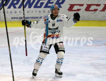 EBEL. Eishockey Bundesliga. KAC gegen	EHC Liwest Black Wings Linz. Torjubel Marco Brucker   (Linz). Klagenfurt, am 8.3.2020.
Foto: Kuess
www.qspictures.net

---
pressefotos, pressefotografie, kuess, qs, qspictures, sport, bild, bilder, bilddatenbank