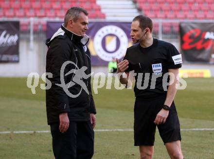 Fussball. 2. Liga. SK Austria Klagenfurt gegen FC Mohren Dornbirn 1913.  Trainer Robert Micheu, Schiedsrichter Harald Lechner (Klagenfurt). Klagenfurt, am 7.3.2020.
Foto: Kuess
www.qspictures.net
---
pressefotos, pressefotografie, kuess, qs, qspictures, sport, bild, bilder, bilddatenbank