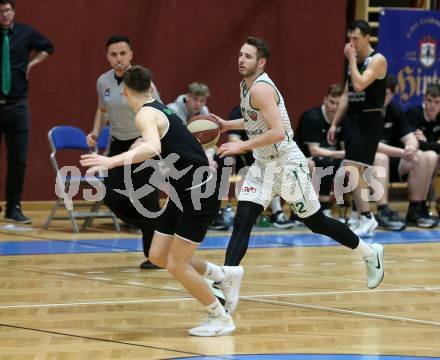 Basketball Zweite Liga 2019/2020. Play Down 3. Runde. KOS Celovec gegen  Union Deutsch Wagram Alligators. Martin Bajc (KOS Celovec), Lukas Reichle (Deutsch Wagram). Klagenfurt, am 7.3.2020.
Foto: Kuess
www.qspictures.net

---
pressefotos, pressefotografie, kuess, qs, qspictures, sport, bild, bilder, bilddatenbank