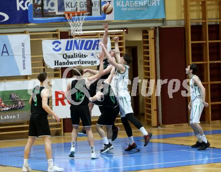 Basketball Zweite Liga 2019/2020. Play Down 3. Runde. KOS Celovec gegen  Union Deutsch Wagram Alligators. Andi Smrtnik, Volkan Oezdemir (KOS Celovec), Lukas Reichle,  Elias Wlasak, Patrick Schmid, Marko Goranovic (Deutsch Wagram). Klagenfurt, am 7.3.2020.
Foto: Kuess
www.qspictures.net

---
pressefotos, pressefotografie, kuess, qs, qspictures, sport, bild, bilder, bilddatenbank