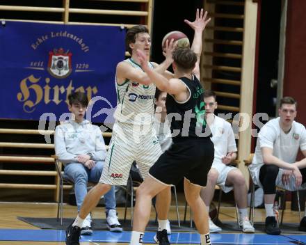 Basketball Zweite Liga 2019/2020. Play Down 3. Runde. KOS Celovec gegen  Union Deutsch Wagram Alligators. Andi Smrtnik (KOS Celovec),  Elias Wlasak (Deutsch Wagram). Klagenfurt, am 7.3.2020.
Foto: Kuess
www.qspictures.net

---
pressefotos, pressefotografie, kuess, qs, qspictures, sport, bild, bilder, bilddatenbank
