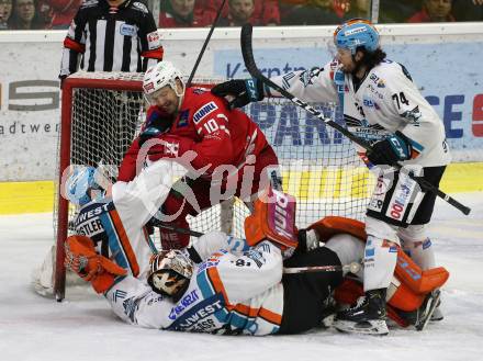 EBEL. Eishockey Bundesliga. KAC gegen	EHC Liwest Black Wings Linz. Andrew Jacob Kozek, Andreas Kristler, Jeffrey Michael Glass, Josh Roach (Linz). Klagenfurt, am 8.3.2020.
Foto: Kuess
www.qspictures.net

---
pressefotos, pressefotografie, kuess, qs, qspictures, sport, bild, bilder, bilddatenbank