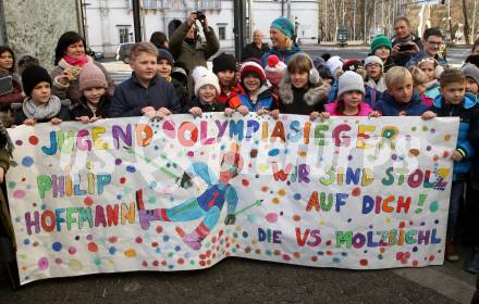Ski Alpin. Empfang Jugendolympiasieger Philip Hoffmann.  Fans. Spittal an der Drau, am 17.1.2020.
Foto: Kuess
www.qspictures.net
---
pressefotos, pressefotografie, kuess, qs, qspictures, sport, bild, bilder, bilddatenbank