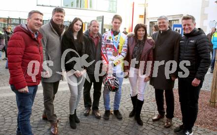 Ski Alpin. Empfang Jugendolympiasieger Philip Hoffmann.  Buergermeister Gerhard Pirih, Philip Hoffmann, Mutter Jutta, Landeshauptmann Peter Kaiser, Arno Arthofer. Spittal an der Drau, am 17.1.2020.
Foto: Kuess
www.qspictures.net
---
pressefotos, pressefotografie, kuess, qs, qspictures, sport, bild, bilder, bilddatenbank