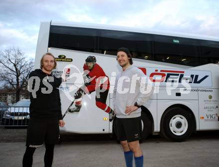 Eishockey. Nationalteam. Johannes Bischofberger, Manuel Ganahl. Klagenfurt, am 3.2.2020.
Foto: Kuess
www.qspictures.net

---
pressefotos, pressefotografie, kuess, qs, qspictures, sport, bild, bilder, bilddatenbank