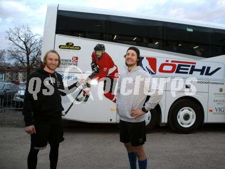 Eishockey. Nationalteam. Johannes Bischofberger, Manuel Ganahl. Klagenfurt, am 3.2.2020.
Foto: Kuess
www.qspictures.net

---
pressefotos, pressefotografie, kuess, qs, qspictures, sport, bild, bilder, bilddatenbank