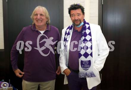 Fussball. 2. Liga. 100 Jahr Feier SK Austria Klagenfurt.  Helmut Koenig, Egyd Gstaettner, . Klagenfurt, am 1.6.2020.
Foto: Kuess
www.qspictures.net
---
pressefotos, pressefotografie, kuess, qs, qspictures, sport, bild, bilder, bilddatenbank