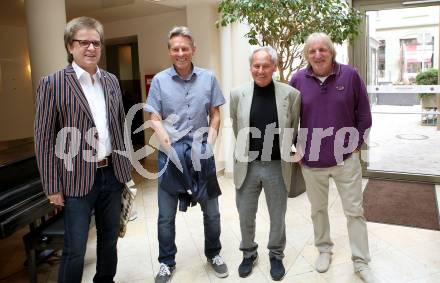 Fussball. 2. Liga. 100 Jahr Feier SK Austria Klagenfurt.  Kurt Widmann, Walter Dago Koch, Franz Hasil, Helmut Koenig. Klagenfurt, am 1.6.2020.
Foto: Kuess
www.qspictures.net
---
pressefotos, pressefotografie, kuess, qs, qspictures, sport, bild, bilder, bilddatenbank