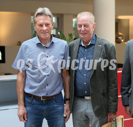Fussball. 2. Liga. 100 Jahr Feier SK Austria Klagenfurt.  Walter Dago Koch, Walter Ludescher. Klagenfurt, am 1.6.2020.
Foto: Kuess
www.qspictures.net
---
pressefotos, pressefotografie, kuess, qs, qspictures, sport, bild, bilder, bilddatenbank