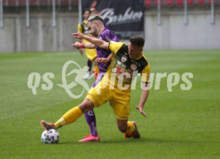 Fussball. 2. Liga. SK Austria Klagenfurt gegen Kapfenberger SV. Okan Aydin (Klagenfurt), Michael Lang (Kapfenberger SV). Klagenfurt, am 7.6.2020.
Foto: Kuess
www.qspictures.net
---
pressefotos, pressefotografie, kuess, qs, qspictures, sport, bild, bilder, bilddatenbank