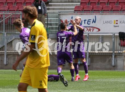 Fussball. 2. Liga. SK Austria Klagenfurt gegen Kapfenberger SV. Torjubel Benjamin Hadzic, Petar Zubak (Klagenfurt). Klagenfurt, am 7.6.2020.
Foto: Kuess
www.qspictures.net
---
pressefotos, pressefotografie, kuess, qs, qspictures, sport, bild, bilder, bilddatenbank