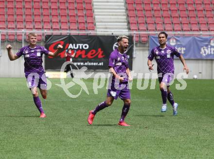 Fussball. 2. Liga. SK Austria Klagenfurt gegen Kapfenberger SV. Torjubel Okan Aydin, Florian Freissegger, Maximiliano Moreira Romero (Klagenfurt). Klagenfurt, am 7.6.2020.
Foto: Kuess
www.qspictures.net
---
pressefotos, pressefotografie, kuess, qs, qspictures, sport, bild, bilder, bilddatenbank