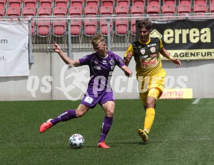Fussball. 2. Liga. SK Austria Klagenfurt gegen Kapfenberger SV. Florian Freissegger (Klagenfurt),  Amar Kvakic (Kapfenberger SV). Klagenfurt, am 7.6.2020.
Foto: Kuess
www.qspictures.net
---
pressefotos, pressefotografie, kuess, qs, qspictures, sport, bild, bilder, bilddatenbank