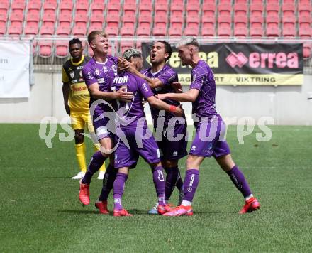 Fussball. 2. Liga. SK Austria Klagenfurt gegen Kapfenberger SV. Torjubel Okan Aydin, Florian Freissegger, Maximiliano Moreira Romero, Benjamin Hadzic (Klagenfurt). Klagenfurt, am 7.6.2020.
Foto: Kuess
www.qspictures.net
---
pressefotos, pressefotografie, kuess, qs, qspictures, sport, bild, bilder, bilddatenbank