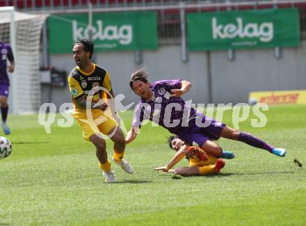 Fussball. 2. Liga. SK Austria Klagenfurt gegen Kapfenberger SV. Julian von Haacke (Klagenfurt), Okan Ekmekci (Kapfenberger SV). Klagenfurt, am 7.6.2020.
Foto: Kuess
www.qspictures.net
---
pressefotos, pressefotografie, kuess, qs, qspictures, sport, bild, bilder, bilddatenbank