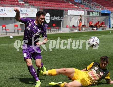 Fussball. 2. Liga. SK Austria Klagenfurt gegen Kapfenberger SV. Oliver Markoutz (Klagenfurt), Alexander Steinlechner (Kapfenberger SV). Klagenfurt, am 7.6.2020.
Foto: Kuess
www.qspictures.net
---
pressefotos, pressefotografie, kuess, qs, qspictures, sport, bild, bilder, bilddatenbank