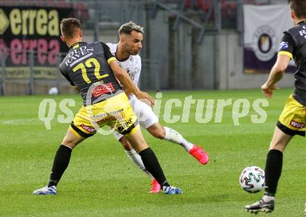 Fussball. 2. Liga. SK Austria Klagenfurt gegen SV Licht-Loidl Lafnitz.  Okan Aydin, (Klagenfurt), Tobias Koch (Lafnitz). Klagenfurt, am 14.6.2020.
Foto: Kuess
www.qspictures.net
---
pressefotos, pressefotografie, kuess, qs, qspictures, sport, bild, bilder, bilddatenbank