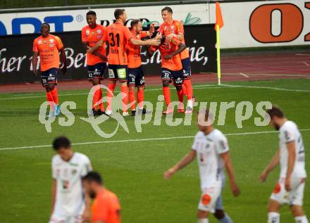 Fussball. Tipico Bundesliga. RZ Pellets WAC gegen TSV Prolactal Hartberg.  Torjubel Amadou Dante, Felix Luckeneder, Bakary Nimaga, Christian Klem, Thomas Rotter (Hartberg). Wolfsberg, am 10.6.2020.
Foto: Kuess
www.qspictures.net

---
pressefotos, pressefotografie, kuess, qs, qspictures, sport, bild, bilder, bilddatenbank