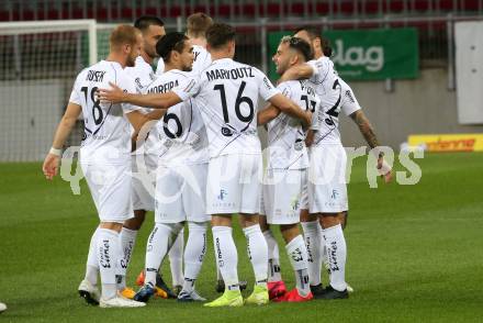 Fussball. 2. Liga. SK Austria Klagenfurt gegen SV Licht-Loidl Lafnitz.  Torjubel Okan Aydin (Klagenfurt). Klagenfurt, am 14.6.2020.
Foto: Kuess
www.qspictures.net
---
pressefotos, pressefotografie, kuess, qs, qspictures, sport, bild, bilder, bilddatenbank