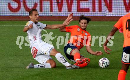 Fussball. Tipico Bundesliga. RZ Pellets WAC gegen TSV Prolactal Hartberg.  Mario Leitgeb, (WAC), David Cancola   (Hartberg). Wolfsberg, am 10.6.2020.
Foto: Kuess
www.qspictures.net

---
pressefotos, pressefotografie, kuess, qs, qspictures, sport, bild, bilder, bilddatenbank