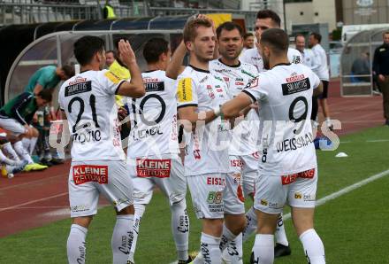 Fussball. Tipico Bundesliga. RZ Pellets WAC gegen TSV Prolactal Hartberg.  Torjubel Marc Andre Schmerboeck, Nemanja Rnic, Shon Zalman Weissman (WAC). Wolfsberg, am 10.6.2020.
Foto: Kuess
www.qspictures.net

---
pressefotos, pressefotografie, kuess, qs, qspictures, sport, bild, bilder, bilddatenbank