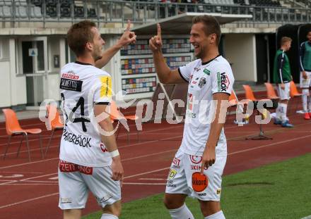 Fussball. Tipico Bundesliga. RZ Pellets WAC gegen TSV Prolactal Hartberg.  Torjubel Marc Andre Schmerboeck, Mario Leitgeb (WAC). Wolfsberg, am 10.6.2020.
Foto: Kuess
www.qspictures.net

---
pressefotos, pressefotografie, kuess, qs, qspictures, sport, bild, bilder, bilddatenbank