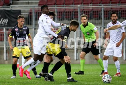 Fussball. 2. Liga. SK Austria Klagenfurt gegen SV Licht-Loidl Lafnitz.  Mc Moordy King Huether (Klagenfurt), Julian Tomka (Lafnitz). Klagenfurt, am 14.6.2020.
Foto: Kuess
www.qspictures.net
---
pressefotos, pressefotografie, kuess, qs, qspictures, sport, bild, bilder, bilddatenbank
