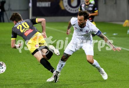 Fussball. 2. Liga. SK Austria Klagenfurt gegen SV Licht-Loidl Lafnitz.  Philipp Huetter (Klagenfurt), Thorsten Schriebl (Lafnitz). Klagenfurt, am 14.6.2020.
Foto: Kuess
www.qspictures.net
---
pressefotos, pressefotografie, kuess, qs, qspictures, sport, bild, bilder, bilddatenbank