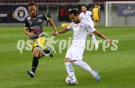 Fussball. 2. Liga. SK Austria Klagenfurt gegen SV Licht-Loidl Lafnitz.  Maximiliano Moreira, (Klagenfurt), Tobias Koch (Lafnitz). Klagenfurt, am 14.6.2020.
Foto: Kuess
www.qspictures.net
---
pressefotos, pressefotografie, kuess, qs, qspictures, sport, bild, bilder, bilddatenbank