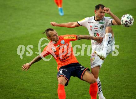 Fussball. Tipico Bundesliga. RZ Pellets WAC gegen TSV Prolactal Hartberg. Nemanja Rnic (WAC), Rajko Rep (Hartberg). Wolfsberg, am 10.6.2020.
Foto: Kuess
www.qspictures.net

---
pressefotos, pressefotografie, kuess, qs, qspictures, sport, bild, bilder, bilddatenbank