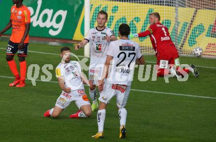 Fussball. Tipico Bundesliga. RZ Pellets WAC gegen TSV Prolactal Hartberg.  Torjubel Shon Zalman Weissman, Marc Andre Schmerboeck, Michael Novak (WAC). Wolfsberg, am 10.6.2020.
Foto: Kuess
www.qspictures.net

---
pressefotos, pressefotografie, kuess, qs, qspictures, sport, bild, bilder, bilddatenbank