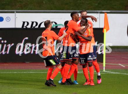 Fussball. Tipico Bundesliga. RZ Pellets WAC gegen TSV Prolactal Hartberg.  Torjubel Amadou Dante, Felix Luckeneder, Bakary Nimaga, Christian Klem (Hartberg). Wolfsberg, am 10.6.2020.
Foto: Kuess
www.qspictures.net

---
pressefotos, pressefotografie, kuess, qs, qspictures, sport, bild, bilder, bilddatenbank